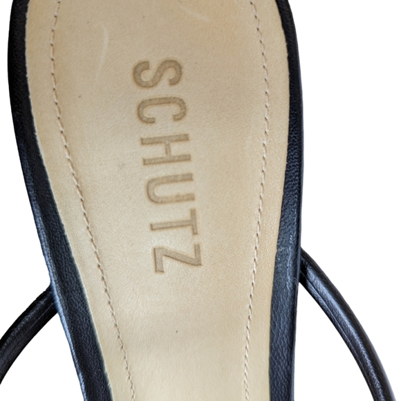 SCHUTZ Princey Strappy Sandal, Black Knotted,  Block Heel Slide, Size 10.5 - Picture 7 of 10
